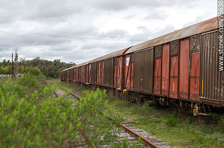 Estación de ferrocarril de Illescas. Antiguos vagones de carga - Departamento de Florida - URUGUAY. Foto No. 75638
