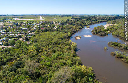 Aerial view of Santa Bernardina and the Yí River - Durazno - URUGUAY. Photo #76181