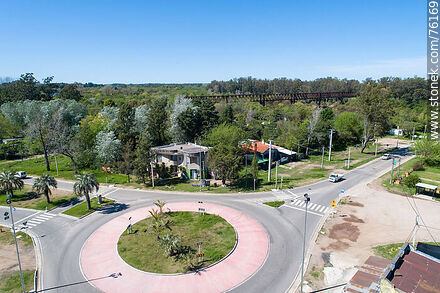 Aerial view of the traffic circle at Miguel Cabrera street - Durazno - URUGUAY. Photo #76169
