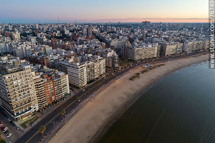 Aerial view of the República del Perú promenade before sunrise - Department of Montevideo - URUGUAY. Photo #76749