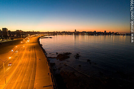 Aerial view of Rambla Sur at dawn - Department of Montevideo - URUGUAY. Photo #76799