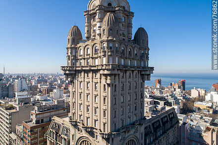 Aerial view of a section of the Palacio Salvo - Department of Montevideo - URUGUAY. Photo #76862