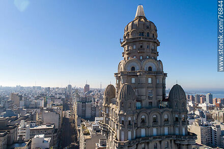 Aerial view of Palacio Salvo - Department of Montevideo - URUGUAY. Photo #76844