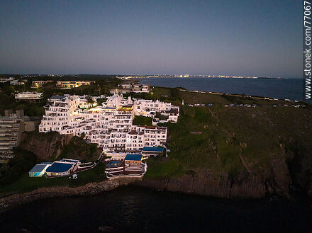 Aerial view of Hotel Casapueblo at sunset - Punta del Este and its near resorts - URUGUAY. Photo #77067