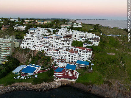Aerial view of Hotel Casapueblo at sunset - Punta del Este and its near resorts - URUGUAY. Photo #77064