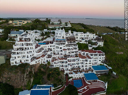 Aerial view of Hotel Casapueblo at sunset - Punta del Este and its near resorts - URUGUAY. Photo #77062