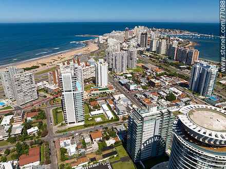 Aerial view of buildings towards the peninsula - Punta del Este and its near resorts - URUGUAY. Photo #77088