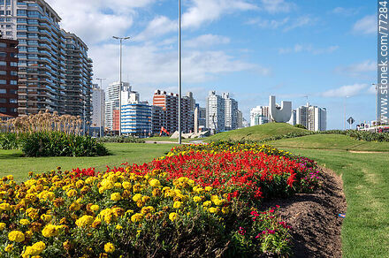 Flower bed in front of the sculptures in front of Brava Beach in Parada 1 - Punta del Este and its near resorts - URUGUAY. Photo #77284