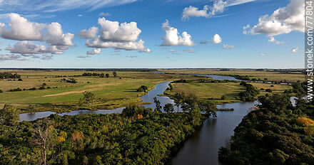 Vista aérea del arroyo Solís Grande, límite departamental entre Canelones y Maldonado - Departamento de Maldonado - URUGUAY. Foto No. 77804