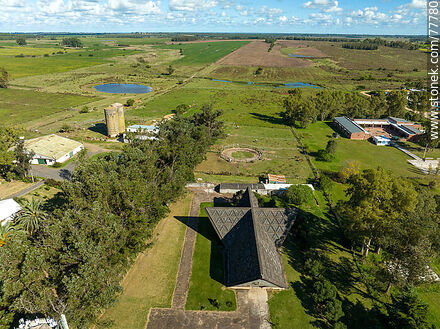 Aerial view of Susana Soca Church - Department of Canelones - URUGUAY. Photo #77780