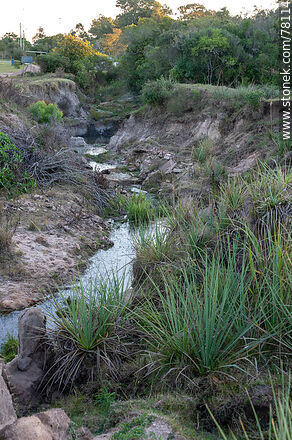 Zanja que desagua en el río Tacuarí - Departamento de Cerro Largo - URUGUAY. Foto No. 78114