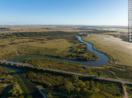 Aerial view of San Miguel stream and Route 19, border with Brazil - Department of Rocha - URUGUAY. Photo #78331