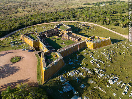 Aerial view of the San Miguel Fort Museum. Cemetery - Department of Rocha - URUGUAY. Photo #78316