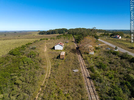 Aerial view of Zapicán train station - Lavalleja - URUGUAY. Photo #78372