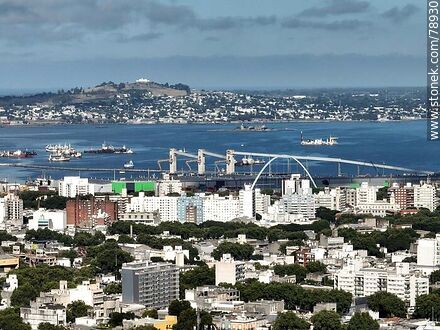 Aerial photo of the bay of Montevideo and the Cerro - Department of Montevideo - URUGUAY. Photo #78930