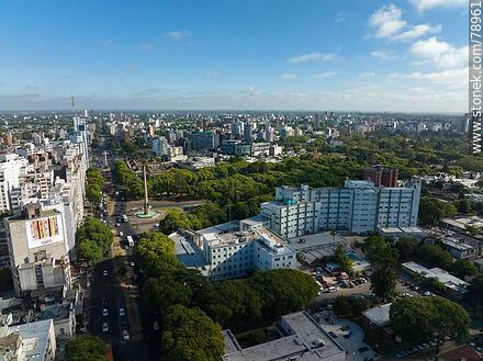 Aerial photo of the Pereira Rossell Children's Hospital, Bulevar Artigas, the Obelisk and the Pope's cross - Department of Montevideo - URUGUAY. Photo #78961