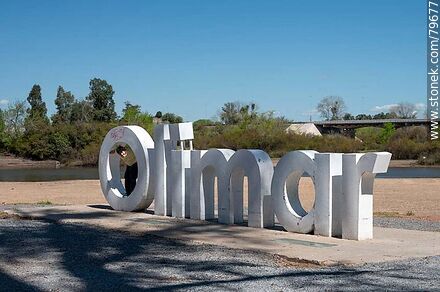 Olimar lettering sign on the riverbank - Department of Treinta y Tres - URUGUAY. Photo #79677