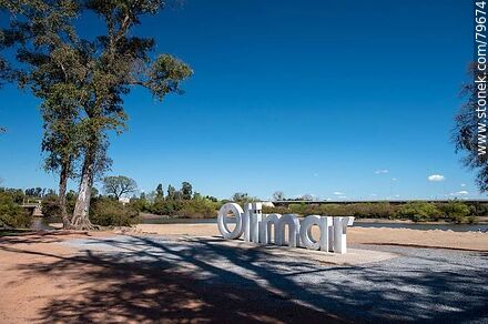 Olimar lettering sign on the riverbank - Department of Treinta y Tres - URUGUAY. Photo #79674