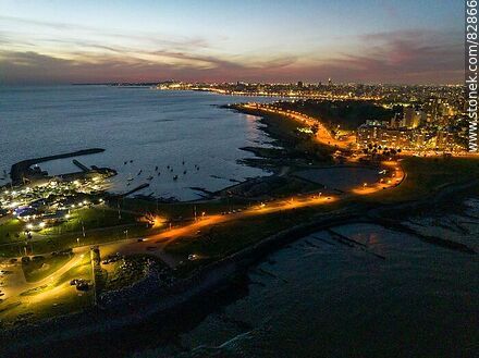 Aerial view of Punta Brava south of Montevideo at sunset - Department of Montevideo - URUGUAY. Photo #82866