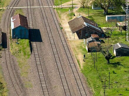 Vista aérea de la estación de ferrocarril de Tranqueras - Departamento de Rivera - URUGUAY. Foto No. 84470