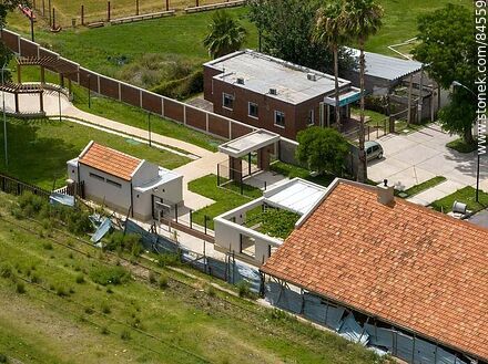 Aerial view of the former Minas train station transformed into a sports center (2023). Asse - Lavalleja - URUGUAY. Photo #84559