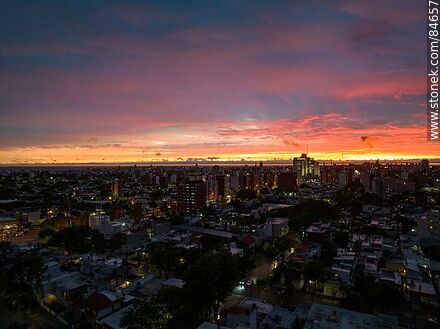 Aerial view of Montevideo at dusk when the storm goes away. Hospital de Clínicas - Department of Montevideo - URUGUAY. Photo #84657