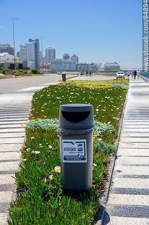 Trash garbage can on the rambla - Punta del Este and its near resorts - URUGUAY. Photo #84894