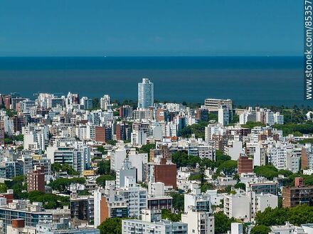 Aerial view of buildings in the city of Montevideo. River Plate - Department of Montevideo - URUGUAY. Photo #85357