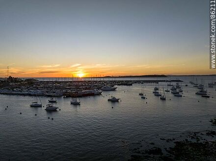 Aerial view of the port at sunset - Punta del Este and its near resorts - URUGUAY. Photo #86211