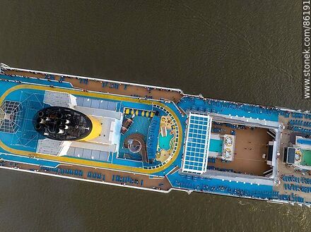 Aerial view of the deck of the Costa Favolosa cruise ship - Department of Montevideo - URUGUAY. Photo #86191