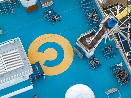 Aerial view of the deck areas of the Costa Favolosa cruise ship - Department of Montevideo - URUGUAY. Photo #86173