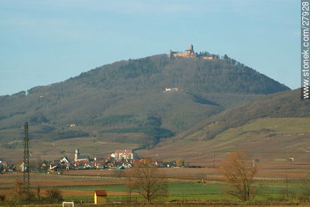 Road D1bis. Saint-Hippolyte. At the back the Haut-Koenigsbourg castle - Region of Alsace - FRANCE. Photo #27928