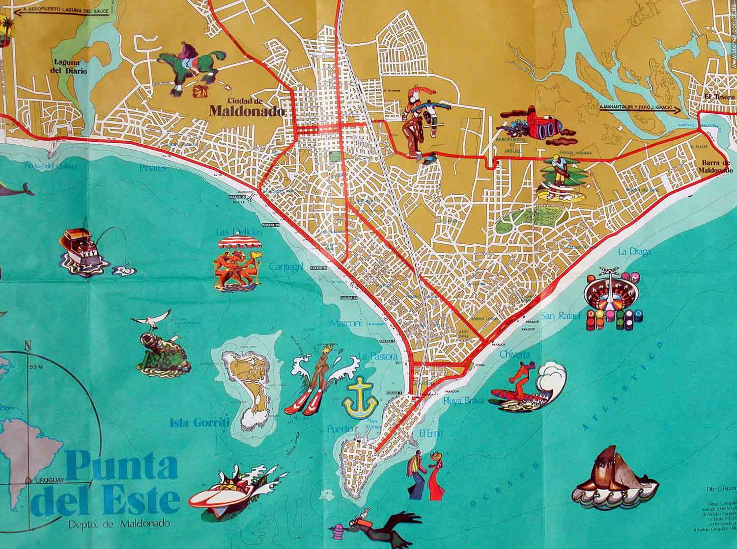 Map of Punta del Este (info purpose) - Punta del Este and its near resorts - URUGUAY. Photo #3006